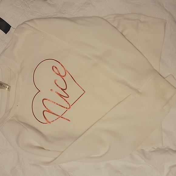 Soft White Sweater with cute heart graphic - Picture 1 of 2